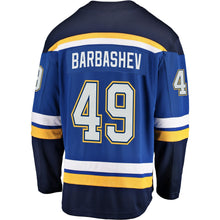 Load image into Gallery viewer, Men s St Louis Blues Ivan Barbashev Fanatics Branded Blue Breakaway Player Jersey 2019