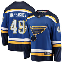 Load image into Gallery viewer, Men s St Louis Blues Ivan Barbashev Fanatics Branded Blue Breakaway Player Jersey 2019